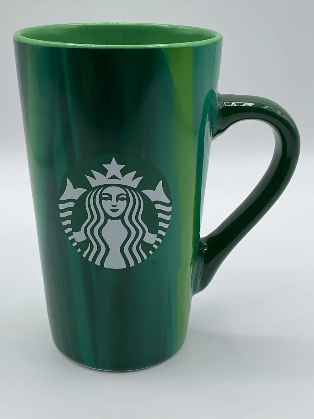 Starbucks 2022 Iridescent Green Multicolor Brushstroke Mug 16 oz Ceramic